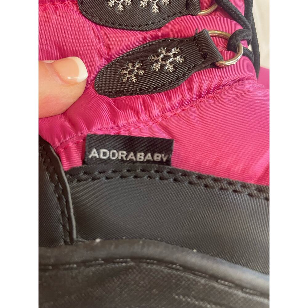 Girl's Toddler Size 10 Snow Winter Boots EUC Pink Black Adorababy - Picture 6 of 6